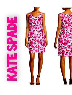 kate spade Pink & Black Floral Sheath Dress Size 0